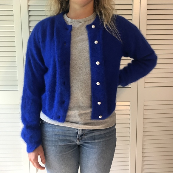 Sweaters - ⭕️SOLD ON DEPOP ⭕️Vintage Royal Blue Cardigan